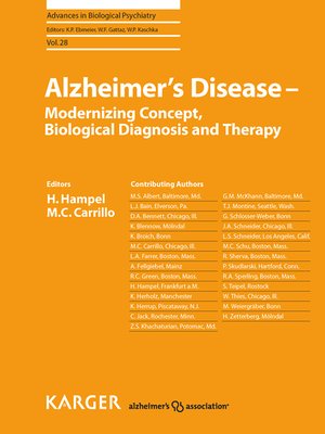 cover image of Alzheimer's Disease--Modernizing Concept, Biological Diagnosis and Therapy